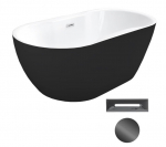 Vann, teisaldatav Besco Navia Black&White, 140 cm x 75 cm x 60 cm, ovaalne, valge/must