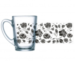 Tass Luminarc New Morning Black Flowers, l&auml;bipaistev/must, 0.32 l