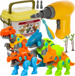 Klotside komplekt koos kruvikeerajaga, dinosaurus Kruzzel 24723, 85 tk, mitmev&auml;rviline