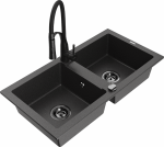 K&ouml;&ouml;givalamu koos kraaniga Mexen Mario Aster, graniit, 82 cm x 43.6 cm x 16.1 cm, must