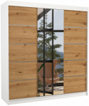 Riidekapp ADRK Bergen, valge v./artisan oak, 58 cm x 200 cm x 215 cm, peegliga