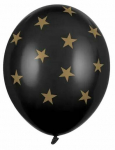 &Otilde;hupallide komplekt ovaalsed PartyDeco Stars, kuldne v./must v., 6 tk