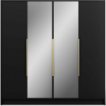 Riidekapp ADRK Lunara, kuldne v./must v., 51 cm x 200 cm x 200 cm, peegliga