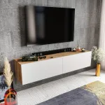TV-laud Kalune Design Poling, valge v./p&auml;hklipuu v., 36.8 cm x 159.7 cm x 34.1 cm