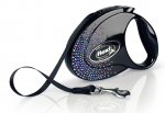 Automaatne jalutusrihm Flexi Glam Splash Mystic 2304, must v./roheline v./violetne v., M