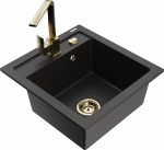 K&ouml;&ouml;givalamu koos kraaniga Mexen Vito Rita, vaik/graniit, 52 cm x 49 cm x 21 cm, kuldne/must