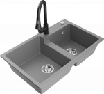 K&ouml;&ouml;givalamu koos kraaniga Mexen Tomas, graniit, 80 cm x 50 cm x 19 cm, must/hall/kroom