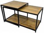 Kohvilaudade komplekt Gustav, pruun v./must v., 50 - 90 cm x 90 cm x 45 - 50 cm, 2 tk