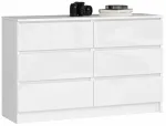 Kummut Akord Furniture Factory K120, valge v., 77 cm x 40 cm x 120 cm