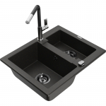 K&ouml;&ouml;givalamu koos kraaniga Mexen Carlos, graniit, 58.2 cm x 47.5 cm x 17.7 cm, metallic black/gold+black/chrome v.