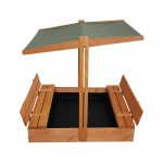 Katusega liivakast 4IQ Hatis, 120 x 120 cm, kaanega, punakaspruun v./roheline v., 35 kg