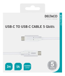 Juhe Deltaco USBC-1504M, USB Type C, 200 cm, valge v.