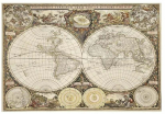 Puidust pusle Wooden City Antique World Map XL, 51.9 cm x 37.5 cm, 600 tk, pruunikas v.