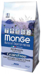 Kuiv koeratoit Monge BWild Grain Free Adult with Anchovies Potatoes and Peas, kalaliha/kartul, 2.5 kg
