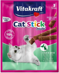 Kassimaius Vitakraft Cat Stick mini, k&uuml;&uuml;likuliha/pardiliha, 0.018 kg, 3 tk