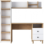 Kirjutuslaud ja riiul Kalune Design HA115 893RAN3336, valge v./p&auml;hklipuu v.