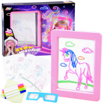 Joonistustarvik Yi Ma Toys Glow Drawing Board 9966, roosa/mitmev&auml;rviline