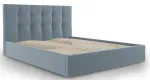 Voodi kahekohaline Micadoni Home Phaedra Velvet, 140 x 200 cm, sinine v., ilma madratsita, p&otilde;hjalippidega