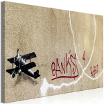 Reproduktsioon Artgeist Banksy'S Plane - Red Graffiti Text On Mural Background, i-c-0144-b-a, 120 cm x 80 cm