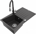 K&ouml;&ouml;givalamu koos kraaniga Mexen Cesar, graniit, 77 cm x 47 cm x 20 cm, must/hall/kroom