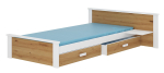 Lastevoodi ADRK Aldex Shelf, pruun v./valge v., 90 x 200 cm, voodipesu kastiga, madratsiga