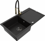 K&ouml;&ouml;givalamu koos kraaniga Mexen Leo, vaik/graniit, 80 cm x 50 cm x 19 cm, must