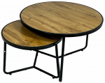 Kohvilaudade komplekt Lars, pruun v./must v., 50 - 70 cm x 70 cm x 39 - 47 cm, 2 tk