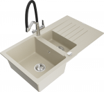 K&ouml;&ouml;givalamu koos kraaniga Mexen Matias, graniit, 90 cm x 50.5 cm x 20 cm, kroomi/must/beež