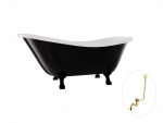 Vann, teisaldatav Besco Otylia B&W, 160 cm x 77 cm x 69.5 cm, ovaalne, kuldne/valge