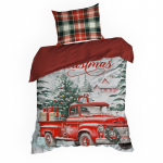 J&otilde;ulu voodipesu komplekt Xmas, punane v./roheline v./hall v., 70 x 80 cm, 140 x 200 cm