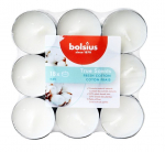 K&uuml;&uuml;nal, teek&uuml;&uuml;nal Bolsius Fresh Cotton, 4 h, 18 tk, Valge v.