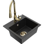 K&ouml;&ouml;givalamu koos kraaniga Mexen Milo, graniit, 43.5 cm x 41 cm x 17.1 cm, metallic black/silver+gold