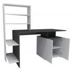 Kirjutuslaud ja riiul Kalune Design Melis 550ARN2212, antratsiit v./valge v.