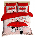 Voodipesukomplekt Mijolnir 207 178PRL1380, valge v./punane v./roosa v., 50 x 70 cm, 160 x 220 cm