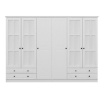 Riidekapp Kalune Design Kale Mebran 4020, valge v., 52 cm x 225 cm x 190 cm, peegliga