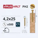 Puidukruvi, osb plaatidele Haushalt PH, 4.2 x 25 mm, kollane v., 500 tk