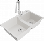 K&ouml;&ouml;givalamu koos kraaniga Mexen Tomas, graniit, 80 cm x 50 cm x 19 cm, valge/kroom