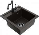 K&ouml;&ouml;givalamu koos kraaniga Mexen Vito Carla, vaik/graniit, 52 cm x 49 cm x 21 cm, kuldne/must