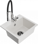 K&ouml;&ouml;givalamu koos kraaniga Mexen Milo Aster, graniit, 43.5 cm x 41 cm x 17.1 cm, valge/h&otilde;be/must