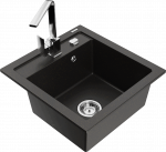 K&ouml;&ouml;givalamu koos kraaniga Mexen Vito, graniit, 49 cm x 52 cm x 21 cm, metallic black / gold