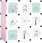 Laste riiul Leobert W03, sinine v./valge v./roosa v., 37 cm x 16 cm x 41 cm