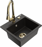 K&ouml;&ouml;givalamu koos kraaniga Mexen Milo Metallic black/gold+Gold, graniit, 43 cm x 41 cm x 17.1 cm, metallic black/gold+gold