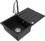 K&ouml;&ouml;givalamu koos kraaniga Mexen Bruno Black+Chrome, graniit, 79 cm x 49 cm x 20 cm, must/kroom