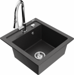 K&ouml;&ouml;givalamu koos kraaniga Mexen Vito, graniit, 49 cm x 52 cm x 21 cm, must/kroom