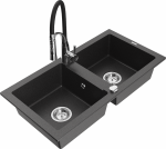 K&ouml;&ouml;givalamu koos kraaniga Mexen Mario Aster, graniit, 82 cm x 43.6 cm x 16.1 cm, must/kroom