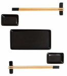 Sushitarvete komplekt Homla Sushi 240876, 19 cm x 2 cm, 9.5 cm, 9 tk, Must