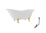 Vann, teisaldatav Besco Otylia, 160 cm x 77 cm x 69.5 cm, ovaalne, kuldne/valge