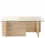 Kohvilaud Kalune Design New Escape, l&auml;bipaistev v./travertine v., 65 cm x 105 cm x 40 cm