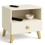 Kahjustatud pakendiga toode. &Ouml;&ouml;kapp Akord Furniture Factory Mobi K-01, kuldne v./valge v., 43 cm x 40 cm x 37 cm