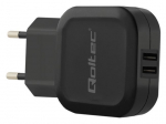 Telefoni laadija Qoltec, USB 2.0 Type A/Europlug, must v., 12 W
